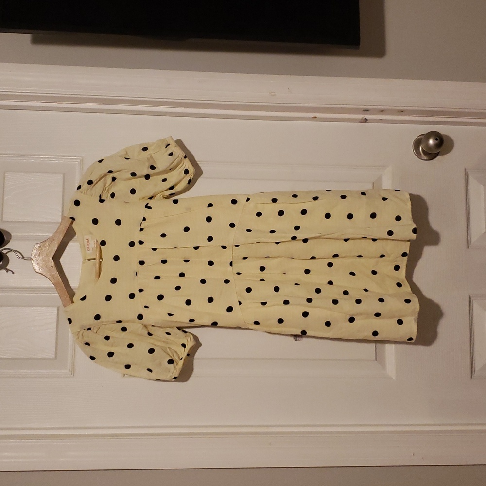 Cat & Jack Cream Dress with Black Polka Dots